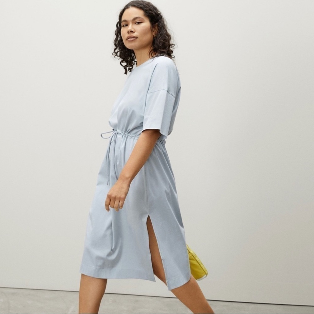 Everlane The Luxe Cotton Tie Front Tee Midi Dress Size Medium - Picture 6 of 7